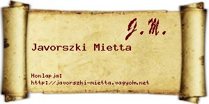 Javorszki Mietta névjegykártya